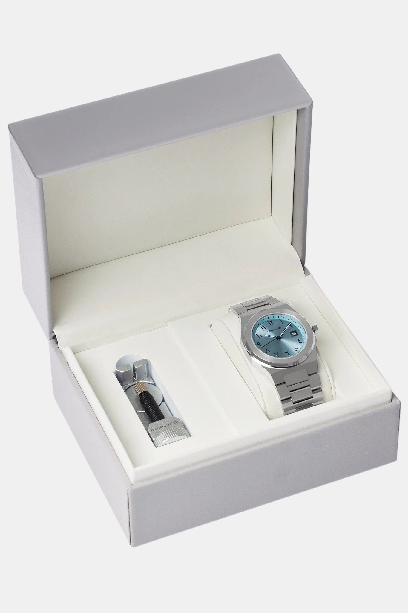 Cernucci Blue Arabic Dial Polished Watch 7 Cernucci Blue Arabic Dial Polished Watch - Image 5