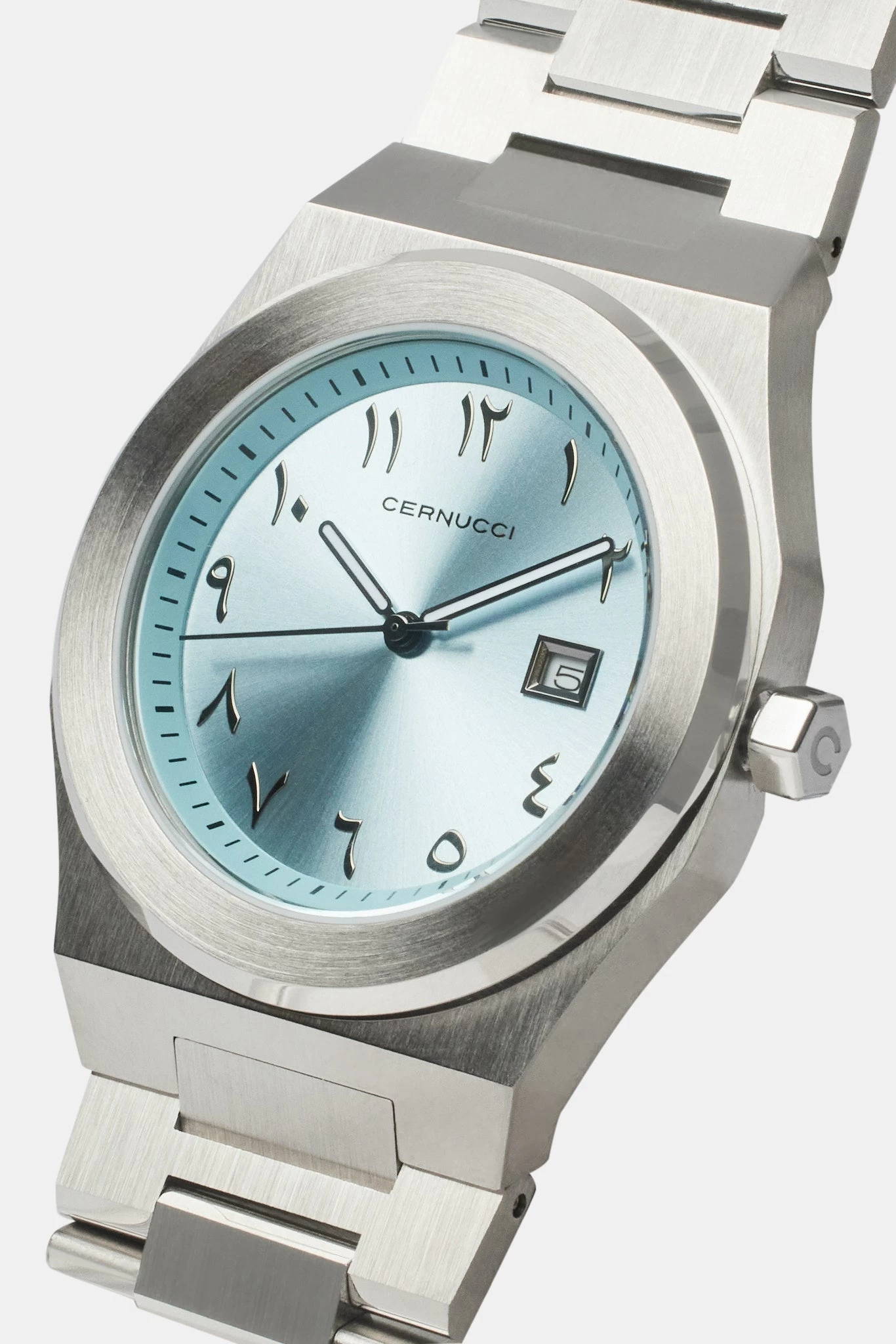 Cernucci Blue Arabic Dial Polished Watch 3 Cernucci Blue Arabic Dial Polished Watch