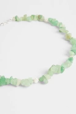 8mm Aqua Organic Bead & Freshwater Pearl Necklace -JWL 1010