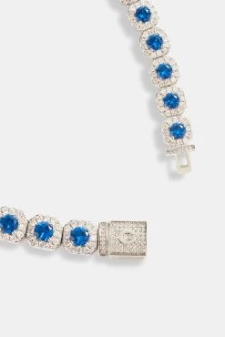 10mm Iced Blue CZ Cluster Bracelet -JWL 10MM IBLCZCB WG9 6501