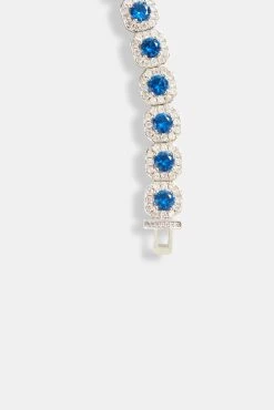 10mm Iced Blue CZ Cluster Bracelet -JWL 10MM IBLCZCB WG9 6504