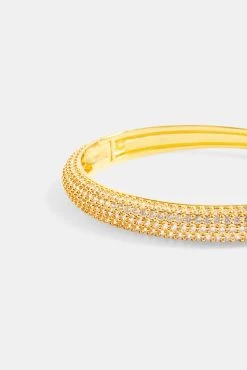 7mm Gold Plated Iced CZ Pave Bangle -JWL 10MM ICZPB G7 3947