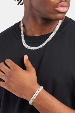 10mm Prong Cuban Chain & Bracelet - White