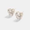 10mm Sterling Silver Iced CZ Heart Stud Earrings -JWL 10MM SS ICZHSE 462