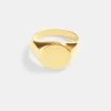 Womens 11mm Gold Plated Polished Round Signet Ring