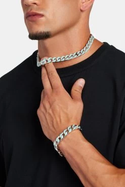 12mm Blue Enamel Cuban Chain -JWL 12MM SSECC BL3