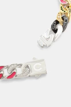 12mm Iced CZ & Colour Enamel Mix Cuban Chain -JWL 12MM SSICZ CEMCC3