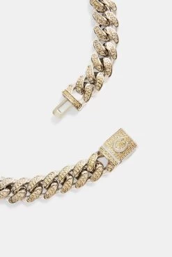 12mm Yellow Iced Out Cuban Chain Choker -JWL 12MM YIOCCCH WG14 4075