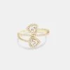 Gold Plated 925 15mm Heart CZ Twist Ring -JWL 15MM 925 ICZTR G7