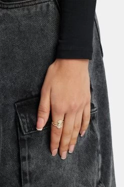 Gold Plated 925 15mm Heart CZ Twist Ring -JWL 15MM 925 ICZTR WG7 0180