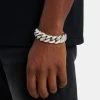 19mm Half Iced CZ Half Polished Cuban Bracelet -JWL 19MM HICZHPCB WG 8 1350