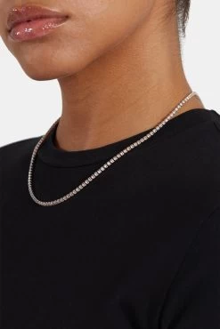 2mm Champagne Iced CZ Micro Tennis Chain -JWL 2MM CICZMTC WG18 2100