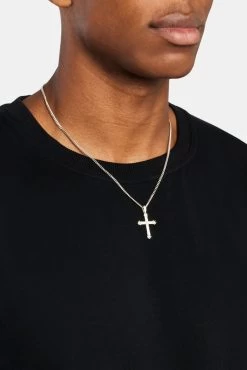 4mm Freshwater Pearl & CZ Mix Cross Pendant -JWL 4MM FWP CZMCP1