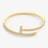 Gold Plated 4mm Iced CZ Pave Bangle