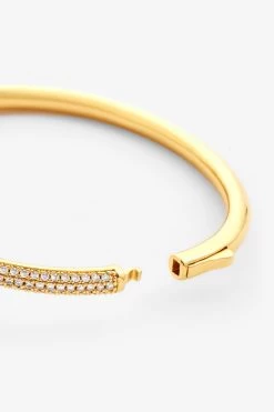 Gold Plated 4mm Iced CZ Pave Bangle -JWL 4MM ICZPB G D 394a7e26 73bd 49c9 9999 0af0ef2badab