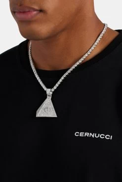 50mm Iced Baguette CZ Pyramid Pendant -JWL 50MM IBCZPP WG 3268