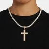 50mm Iced CZ Large Gold Plated Cross Pendant 1 50mm Iced CZ Large Gold Plated Cross Pendant -JWL 50MM ICZLCP G