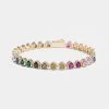 5mm Iced Multi Colour Heart Tennis Bracelet - Gold -JWL 5MM CZBTB G 4