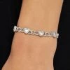 5mm Stainless Steel Iced CZ Heart Cuban Bracelet -JWL 5MM SS ICZHCB3