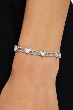 5mm Stainless Steel Iced CZ Heart Cuban Bracelet