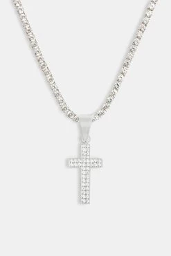 Iced CZ Cross Pendant -JWL 5MM TC WG