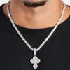 35mm Iced CZ Rounded Cross Pendant -JWL 5MMTENNISCHAINWHITEGOLDCHAINSHOT1