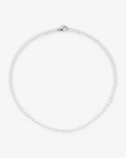 6mm Beaded Pearl Necklace - White