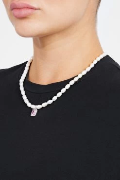 6mm Freshwater Pearl & Pink Gemstone Necklace -JWL 6MM FPGN P2