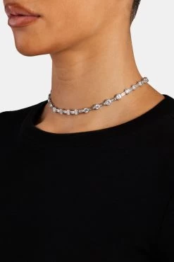 6mm Iced CZ Mixed Shape Choker -JWL 6MM ICZMSCH WG141 1