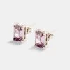 6mm Purple CZ Baguette Stone Stud Earrings