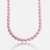 6mm Beaded Pearl Necklace - Pink