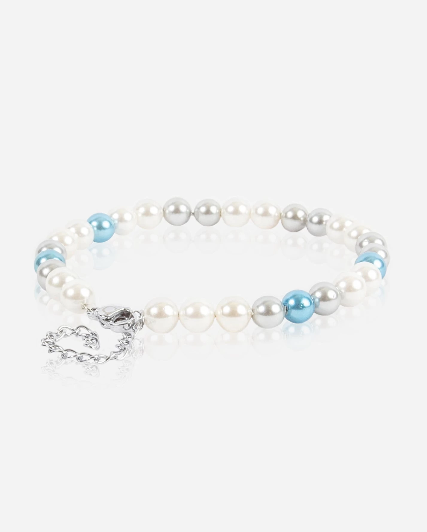 6mm Pearl Bracelet - Blue/Grey/White 3 6mm Pearl Bracelet - Blue/Grey/White