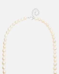 6mm Pearl + Padlock Necklace 10 6mm Pearl + Padlock Necklace -JWL 6mmPearl PadlockNecklaceClasp WhiteGold