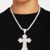 Iced Pear Large Cross Pendant -JWL 75MM IPCZLC WG