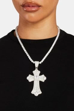 Iced Pear Large Cross Pendant