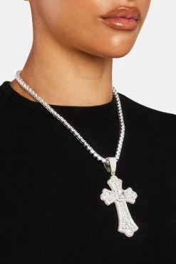 Iced Pear Large Cross Pendant -JWL 75MM IPCZLC WG1