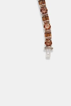 7mm Iced CZ Chocolate Round & Rectangle Mix Tennis Bracelet -JWL 7MM ICZ CHRRMTB WG9 5377