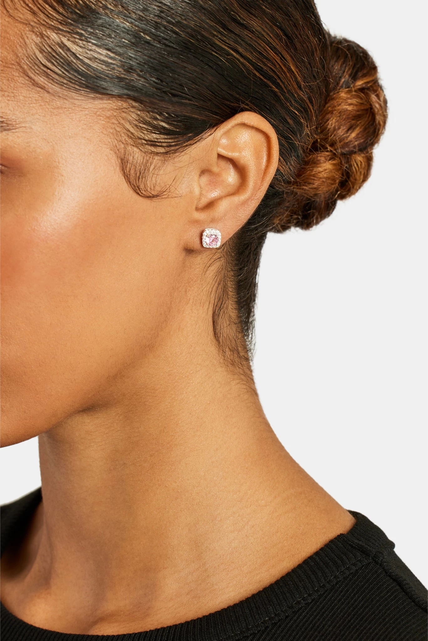 7mm Iced Pink CZ Cluster Stud Earrings 4 7mm Iced Pink CZ Cluster Stud Earrings - Image 2