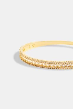 5mm Gold Plated Iced Baguette CZ Bangle -JWL 8MM IBCZB G7 3941
