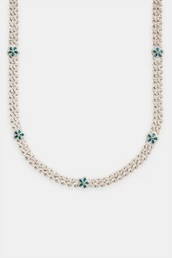 8mm Iced Blue CZ Floral Prong Chain -JWL 8MM IBLCZFPC WG18 4663