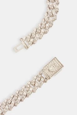 8mm Iced Blue CZ Floral Prong Chain -JWL 8MM IBLCZFPC WG18 4666