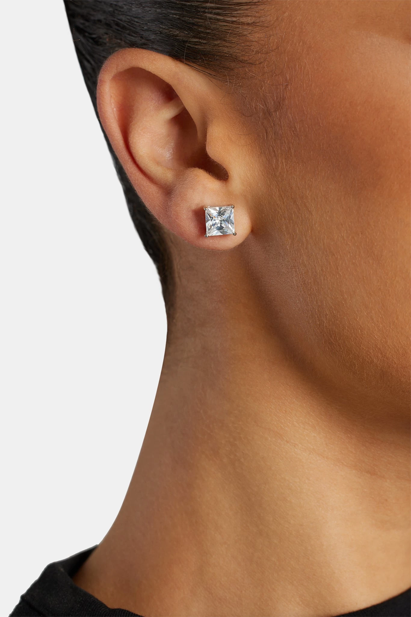 Womens 8mm Iced Cz Stud Earrings 4 Womens 8mm Iced Cz Stud Earrings - Image 2