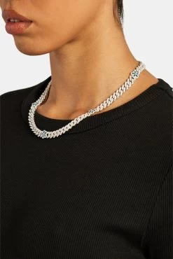 8mm Iced Blue CZ Floral Prong Chain -JWL 8MM IBLCCZFPC WG18 0016