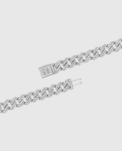 8mm Iced Cuban Bracelet -JWL 8mm iced cuban link bracelet white gold 412303