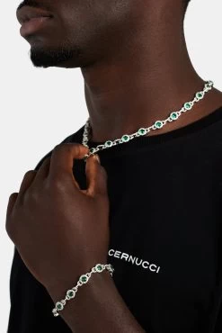 9mm Green Centre Link Bracelet -JWL 9MM GRCLC WG 9MM GRCLB WG 1