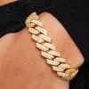 Womens 14mm Iced Prong Link Bracelet