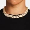 Women's 14mm Iced Prong Link Chain - Gold -JWL AU 14MM IPLC G 2
