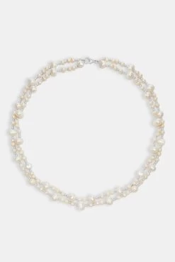Freshwater Pearl Double Layer Necklace - White -JWL AU DOUBLYCH 4