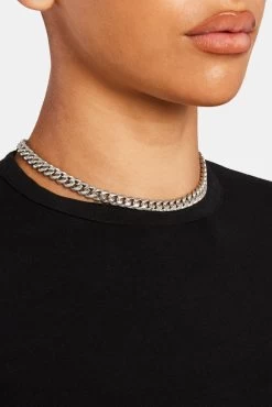 Womens Stainless Steel Miami Cuban Chain - White 8mm -JWL AU SS 8MM MC WG1