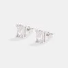 Womens Baguette Stone Stud Earrings